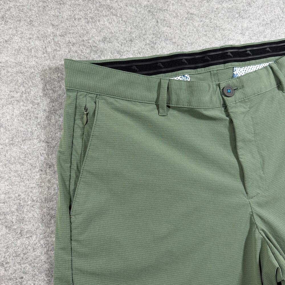Tommy Bahama Golf Shorts Mens 36 Olive Green Stretch Flat Front Preppy Active - Picture 4 of 13
